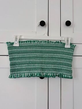 Alythea Smocked Green Gingham Tube Top Size Large